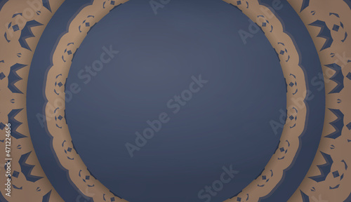 Background in blue with greek brown ornament for design under the text