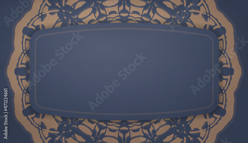 Background in blue with greek brown ornament for design under your text