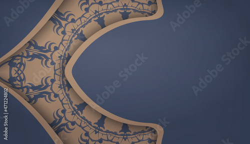 Background in blue with greek brown ornaments for design under your logo or text