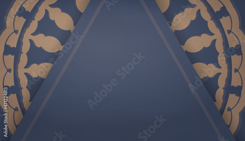 Background in blue with greek brown ornaments for logo design