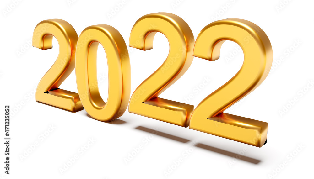 New year concept in golden colors. Number 2022 New year concept in golden colors. Number 2022