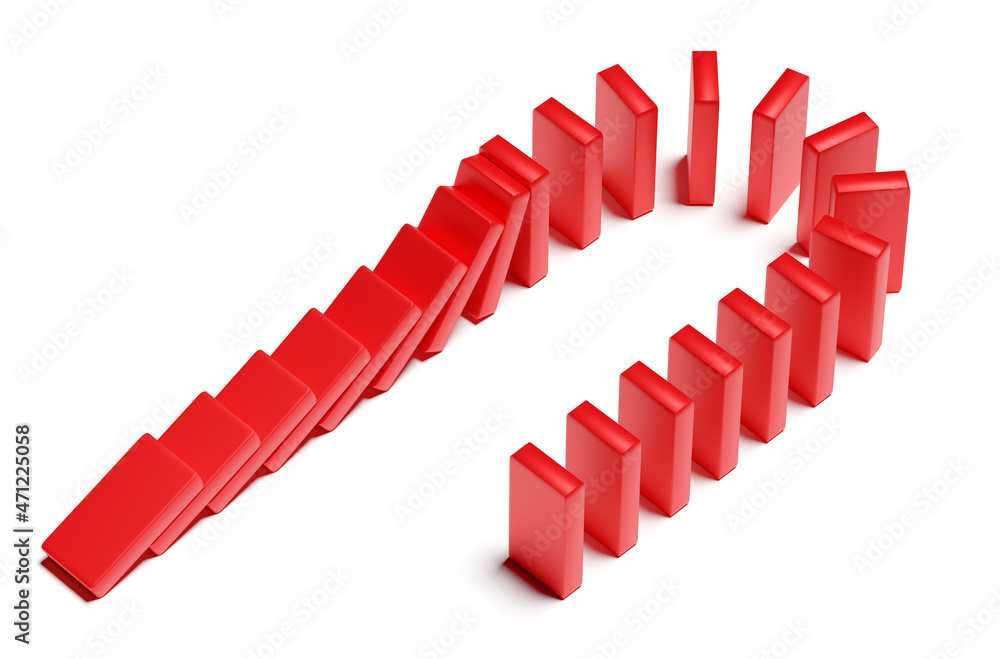 The red blocks are pushing. Trends and problems concept The red blocks are pushing. Trends and problems concept
