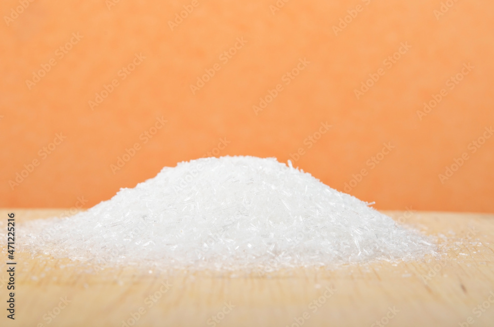 Pile of Monosodium glutamate. Pile of Monosodium glutamate.