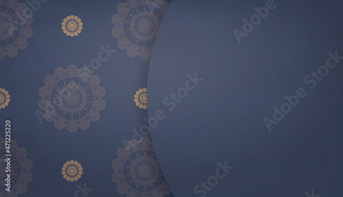 Background in blue with greek brown pattern and space for your logo