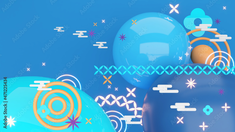 Abstract background in oriental style,Geometric line with Japanese pattern ,3d rendering Abstract background in oriental style,Geometric line with Japanese pattern ,3d rendering