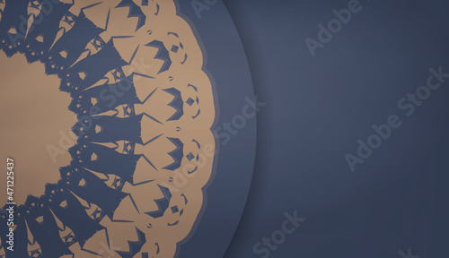 Background in blue with greek brown pattern for design under the text