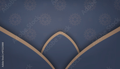 Background in blue with indian brown ornament for design under logo or text