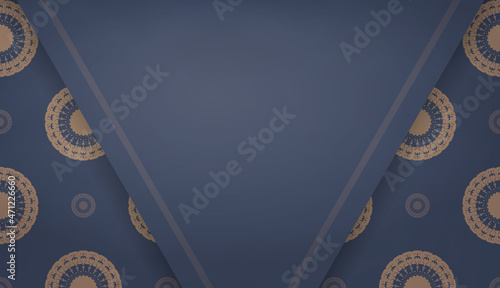 Background in blue with indian brown ornaments and space for text