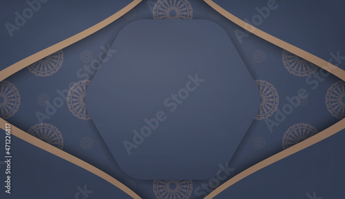 Background in blue with indian brown ornaments and space for your logo