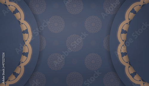 Background in blue with indian brown ornaments and space for your logo or text