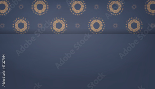 Background in blue with indian brown ornaments and space for your logo or text