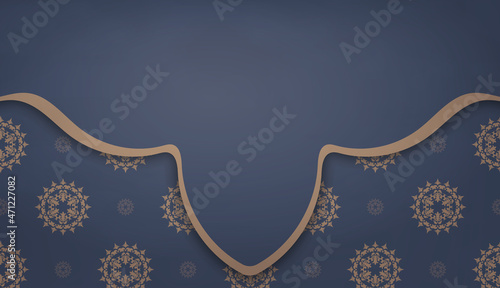 Background in blue with indian brown ornaments and space for your logo or text