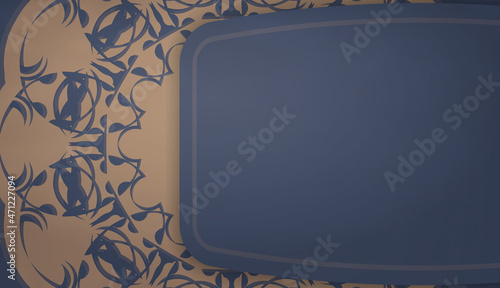 Background in blue with indian brown ornaments for design under the text
