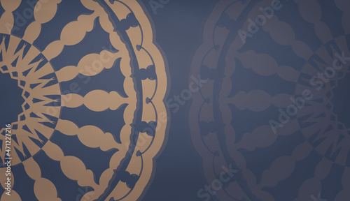 Background in blue with indian brown ornaments for design under your logo
