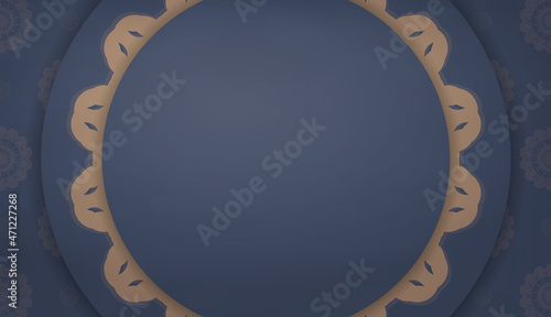 Background in blue with indian brown ornaments for design under your logo