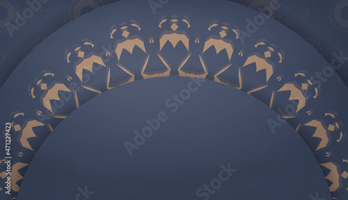 Background in blue with indian brown ornaments for design under your logo or text