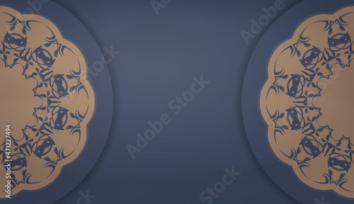 Background in blue with indian brown ornaments for design under your text