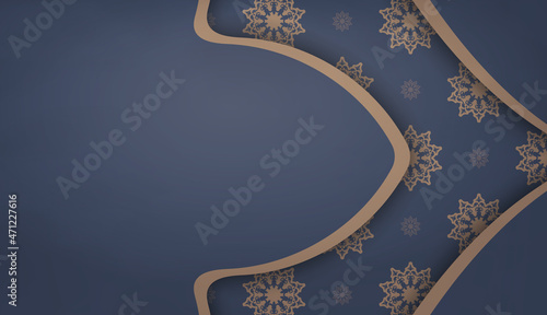 Background in blue with indian brown ornaments for design under your text