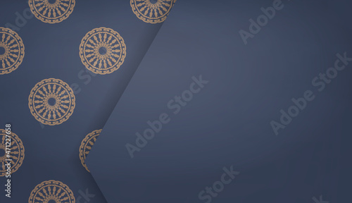 Background in blue with indian brown ornaments for logo design