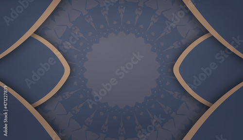 Background in blue with indian brown pattern and logo space