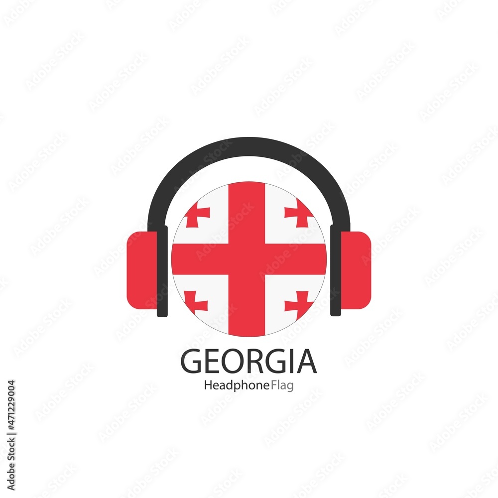 Fototapeta premium Georgia headphone flag vector on white background.