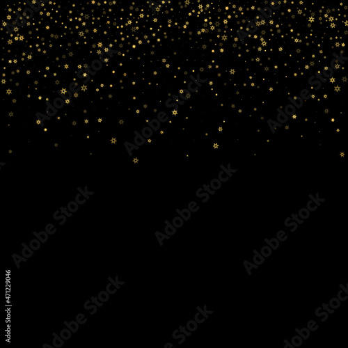 Falling Snow flakes golden pattern Holiday Vector