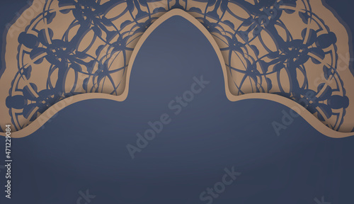 Background in blue with indian brown pattern for design under your text