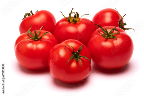 Beautiful fresh red tomato vegetable isolated on white background © Anatoly Repin