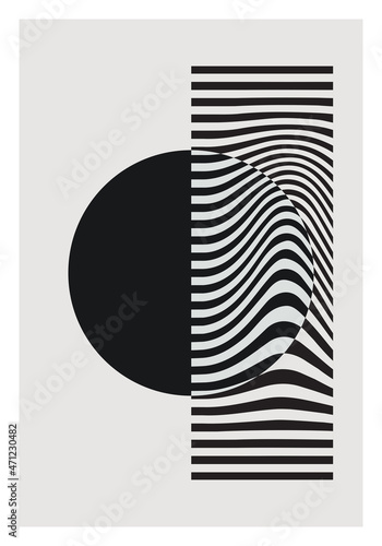 Minimal 20s geometric design poster, vector template with primitive shapes
