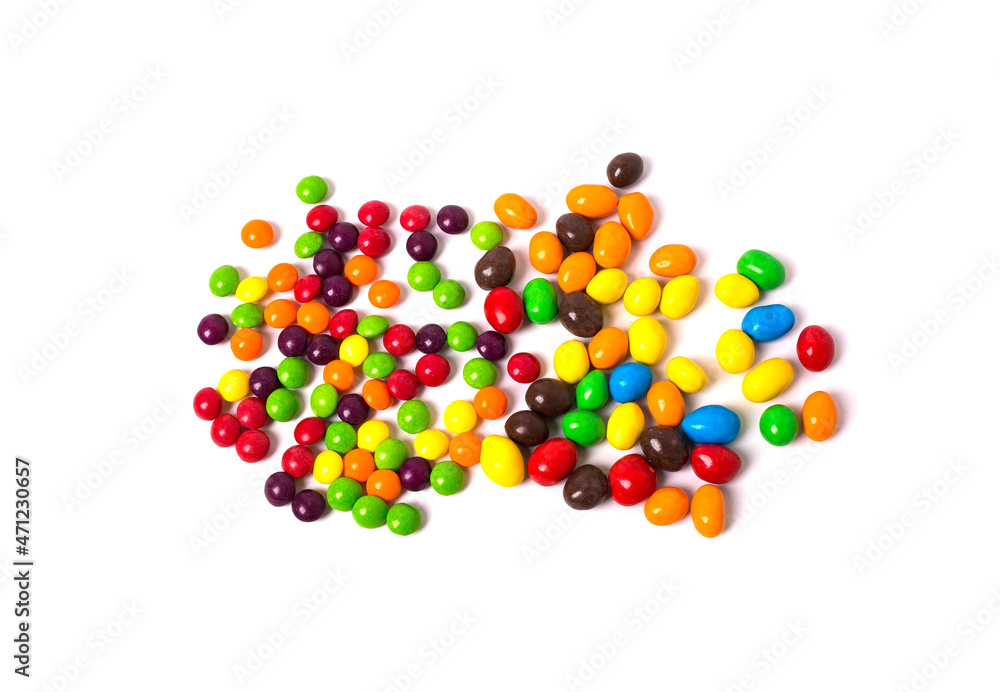 coloreds candys on white background