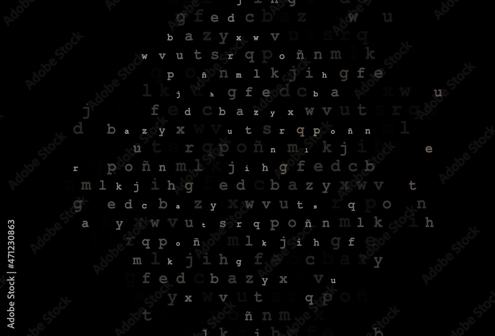 Dark black vector template with isolated letters.