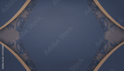Background in blue with luxurious brown pattern for design under the text