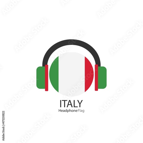 Italy headphone flag vector on white background.