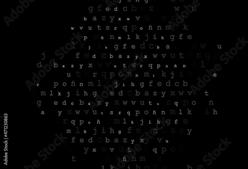 Dark black vector template with isolated letters.