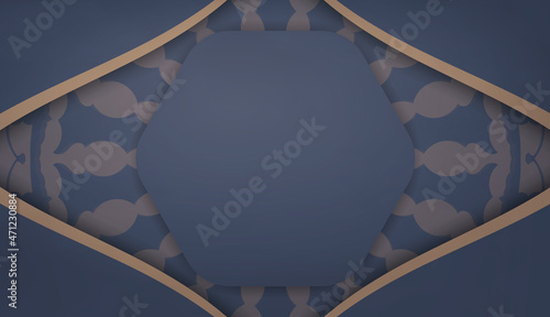 Background in blue with luxurious brown pattern for design under your logo