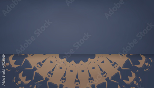 Background in blue with luxurious brown pattern for design under your logo or text