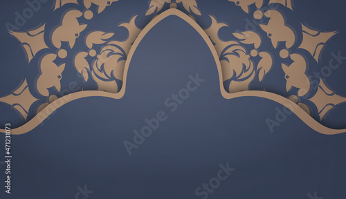 Background in blue with luxurious brown pattern for design under your logo or text
