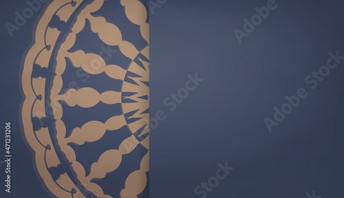 Background in blue with luxurious brown pattern for logo design