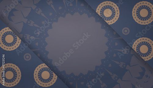 Background in blue with luxurious brown pattern for logo design