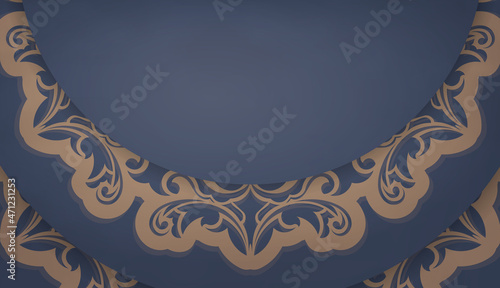 Background in blue with luxurious brown pattern for logo design