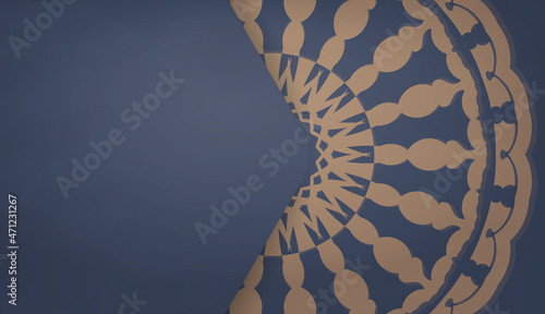 Background in blue with luxurious brown pattern for logo or text design
