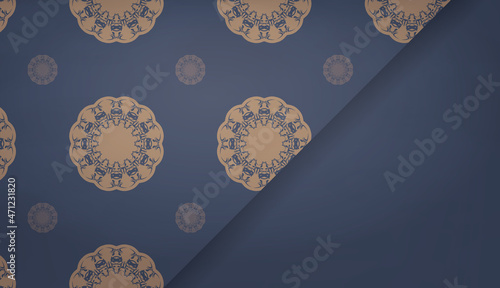 Background in blue with vintage brown ornament for design under the text