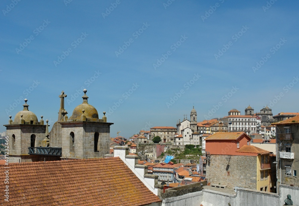 Panoramic city view Porto with traditional architecture 