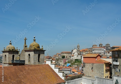Panoramic city view Porto with traditional architecture 
