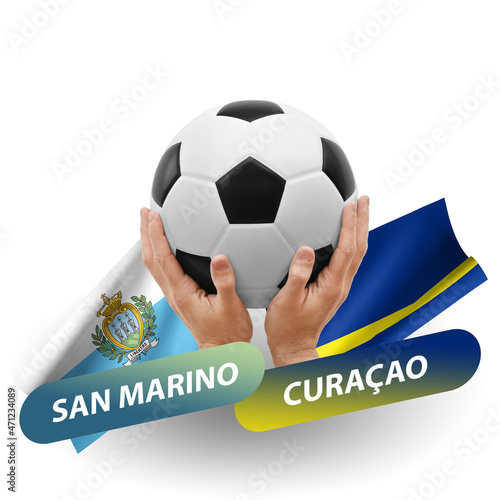 Soccer football competition match, national teams san marino vs curacao photo