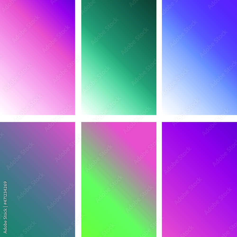 set of six simple gradient backgrounds in trendy colors