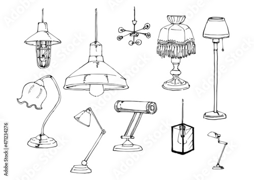 いろんな照明や電灯のイラストセット