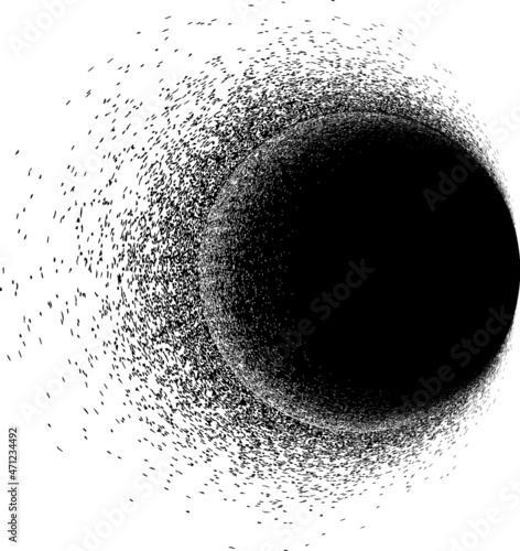 Sprayed black line in circle form .Graffiti art design . Noise dispersion logo . Spray effect .Grunge texture . Distressed element .vector 