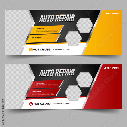 Car repair banner design template