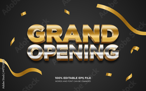 Grand Opening 3D editable text style effect